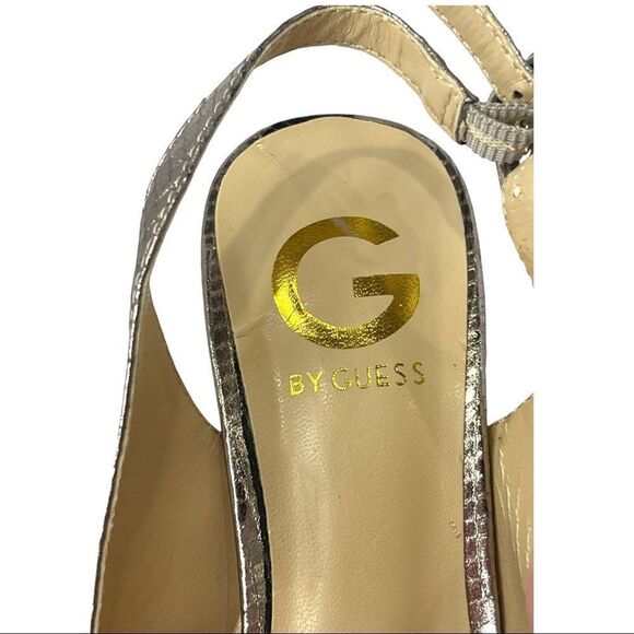 Guess Metallic Gold Faux Snakeskin Platform Stiletto Heels Size 6 - Picture 6 of 10